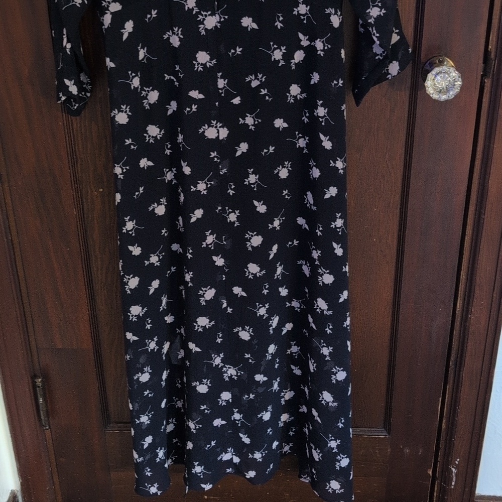 Cabi Size 14 Dream Dress Navy Floral Sheer With Slip - Picture 11 of 12